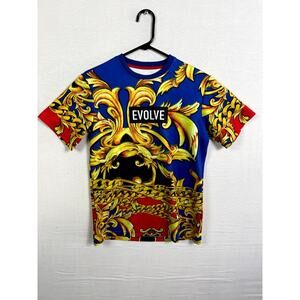 Encrypted Evolve T-Shirt Youth L (14-16) Blue Gold Chains Short Sleeve Pullover